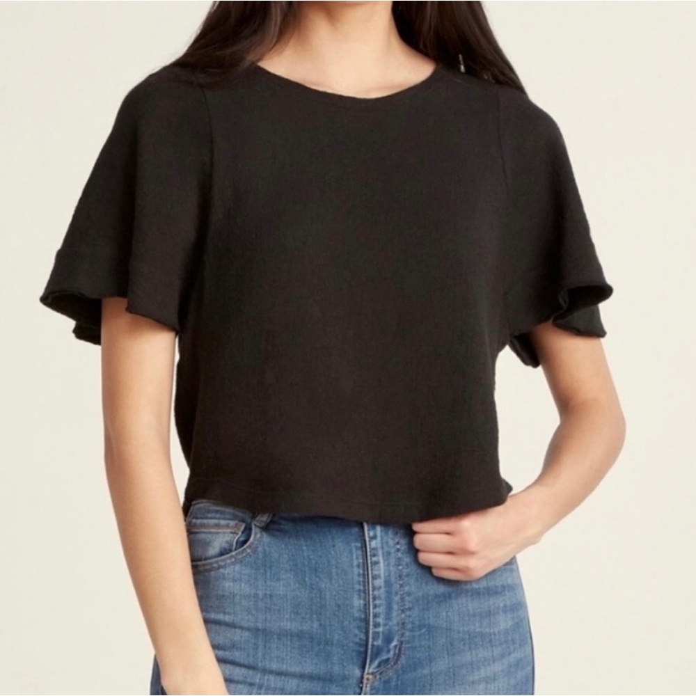🔴3 for $25🔴Madewell Black Flutter Sleeve Top